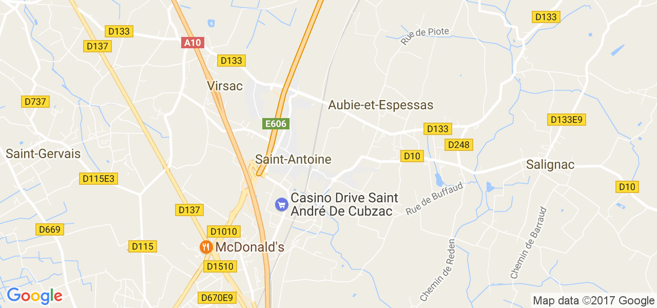 map de la ville de Saint-Antoine