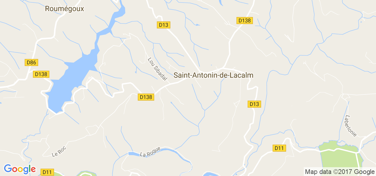 map de la ville de Saint-Antonin-de-Lacalm