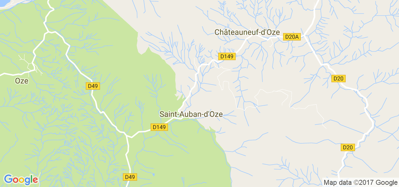 map de la ville de Saint-Auban-d'Oze