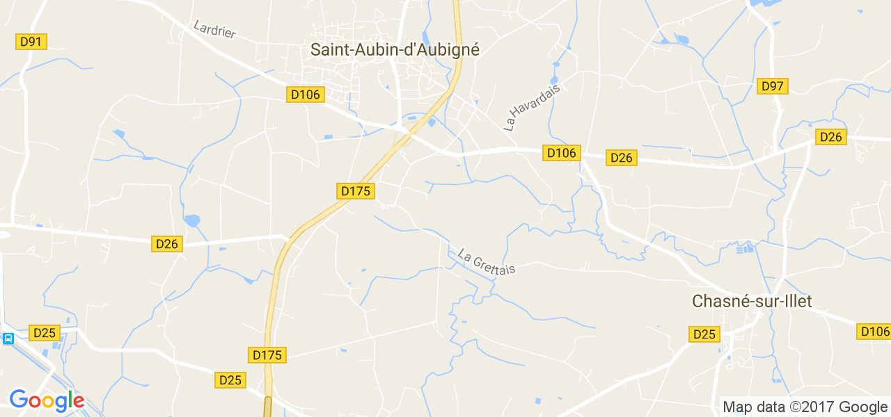 map de la ville de Saint-Aubin-d'Aubigné