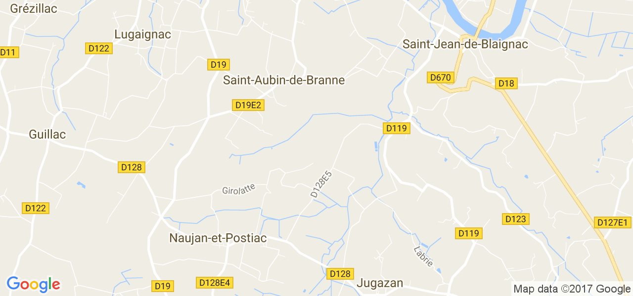 map de la ville de Saint-Aubin-de-Branne