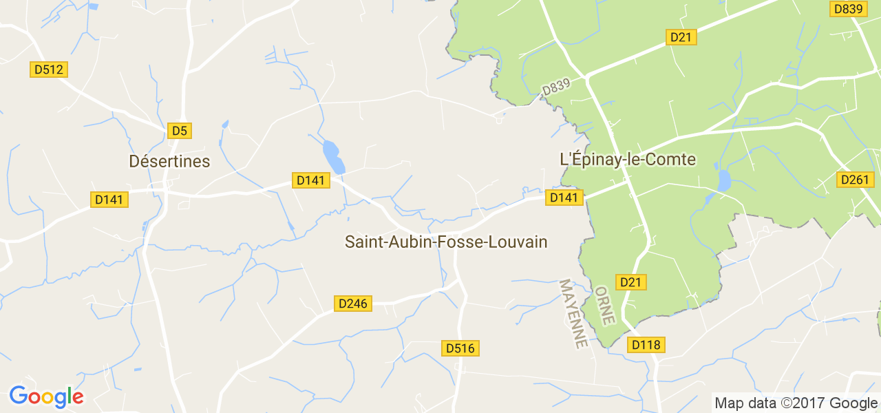 map de la ville de Saint-Aubin-Fosse-Louvain