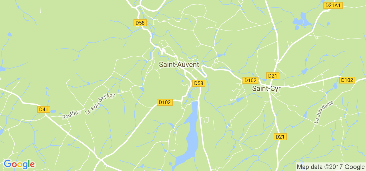 map de la ville de Saint-Auvent