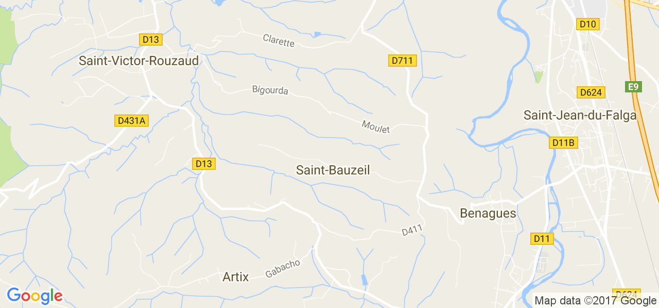 map de la ville de Saint-Bauzeil