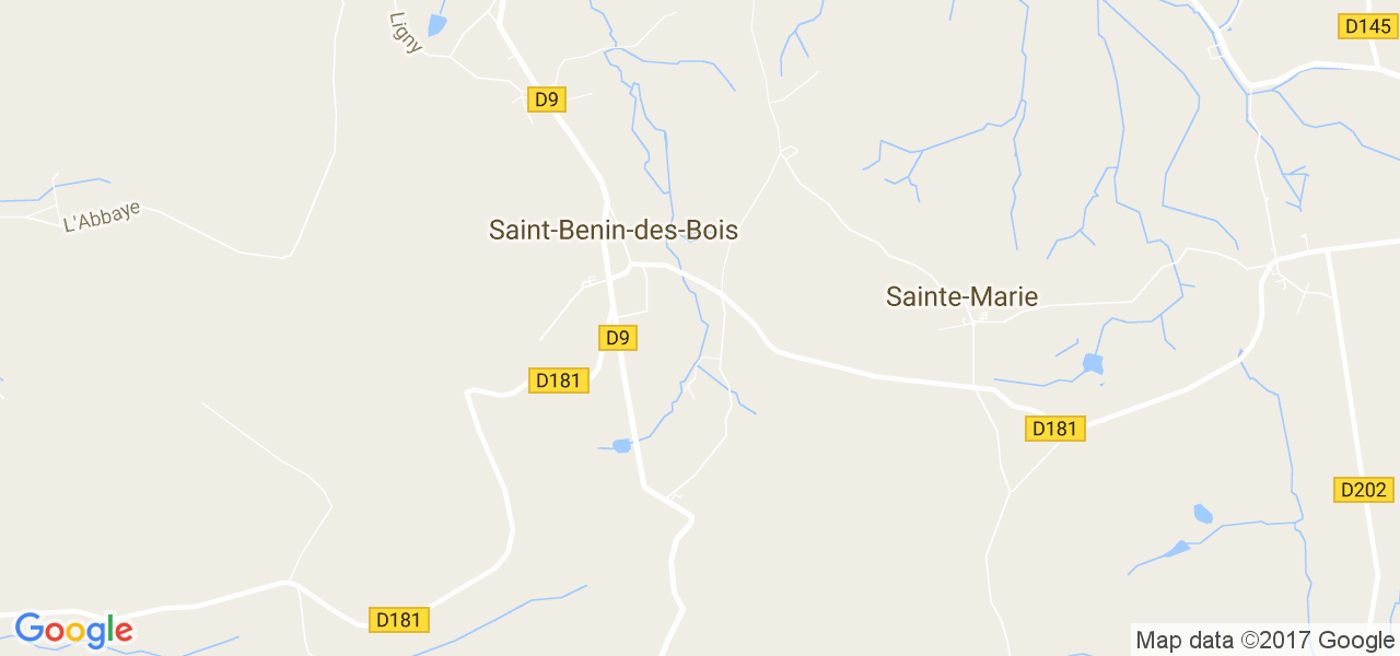 map de la ville de Saint-Benin-des-Bois