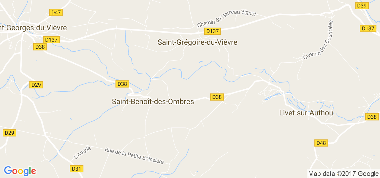 map de la ville de Saint-Benoît-des-Ombres