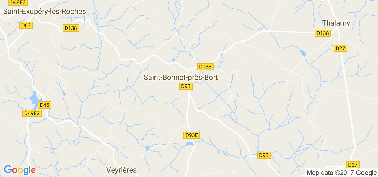 map de la ville de Saint-Bonnet-près-Bort