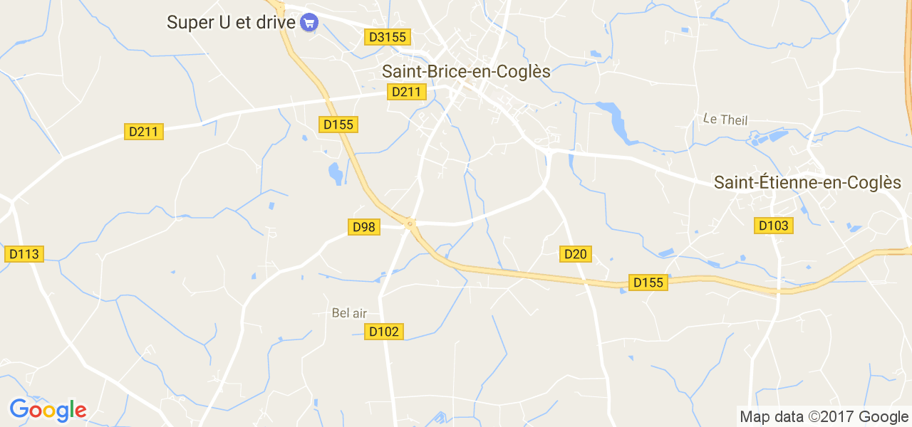 map de la ville de Saint-Brice-en-Coglès