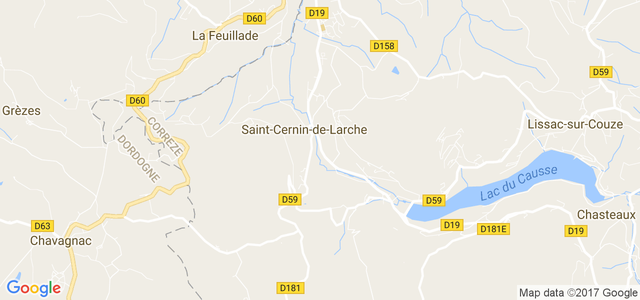 map de la ville de Saint-Cernin-de-Larche