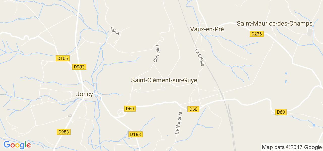 map de la ville de Saint-Clément-sur-Guye