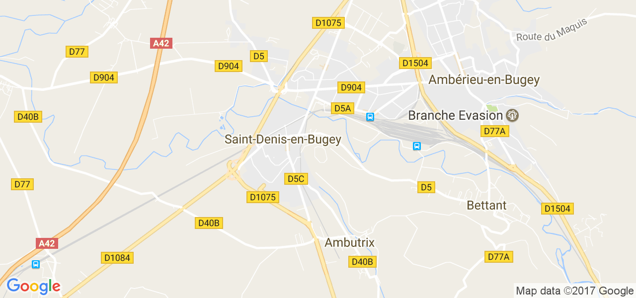 map de la ville de Saint-Denis-en-Bugey