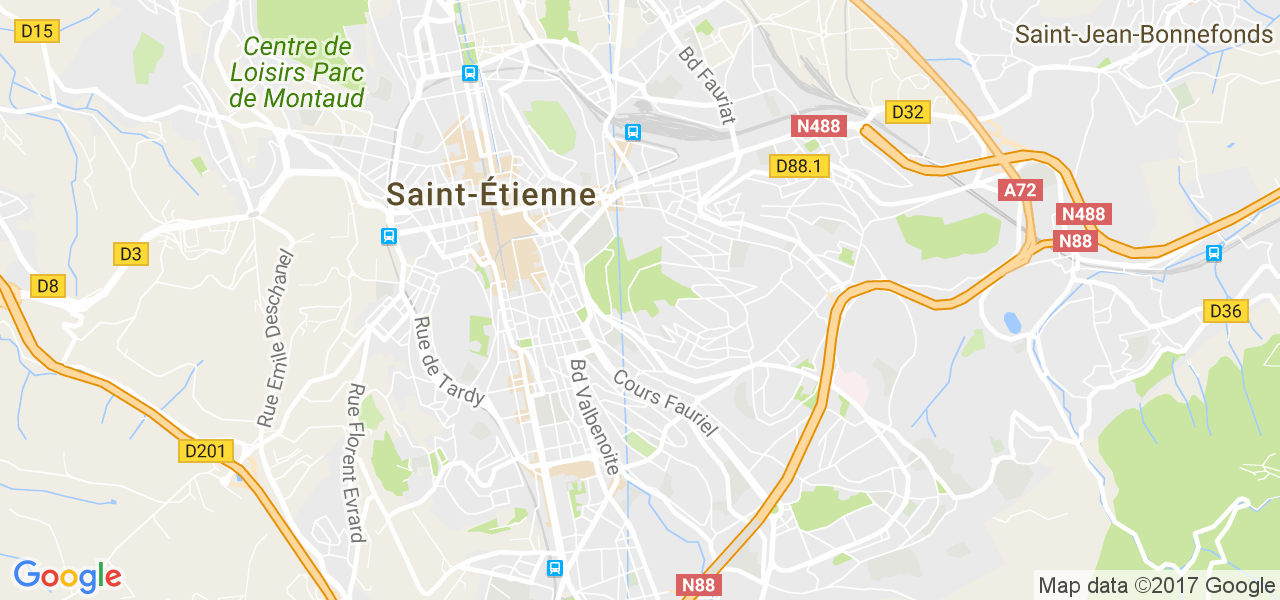 map de la ville de Saint-Étienne