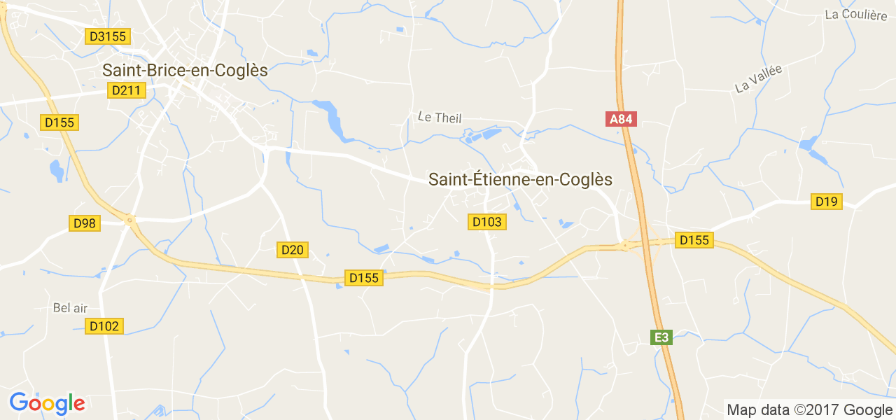 map de la ville de Saint-Étienne-en-Coglès