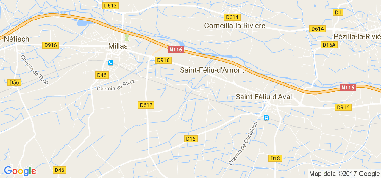 map de la ville de Saint-Féliu-d'Amont