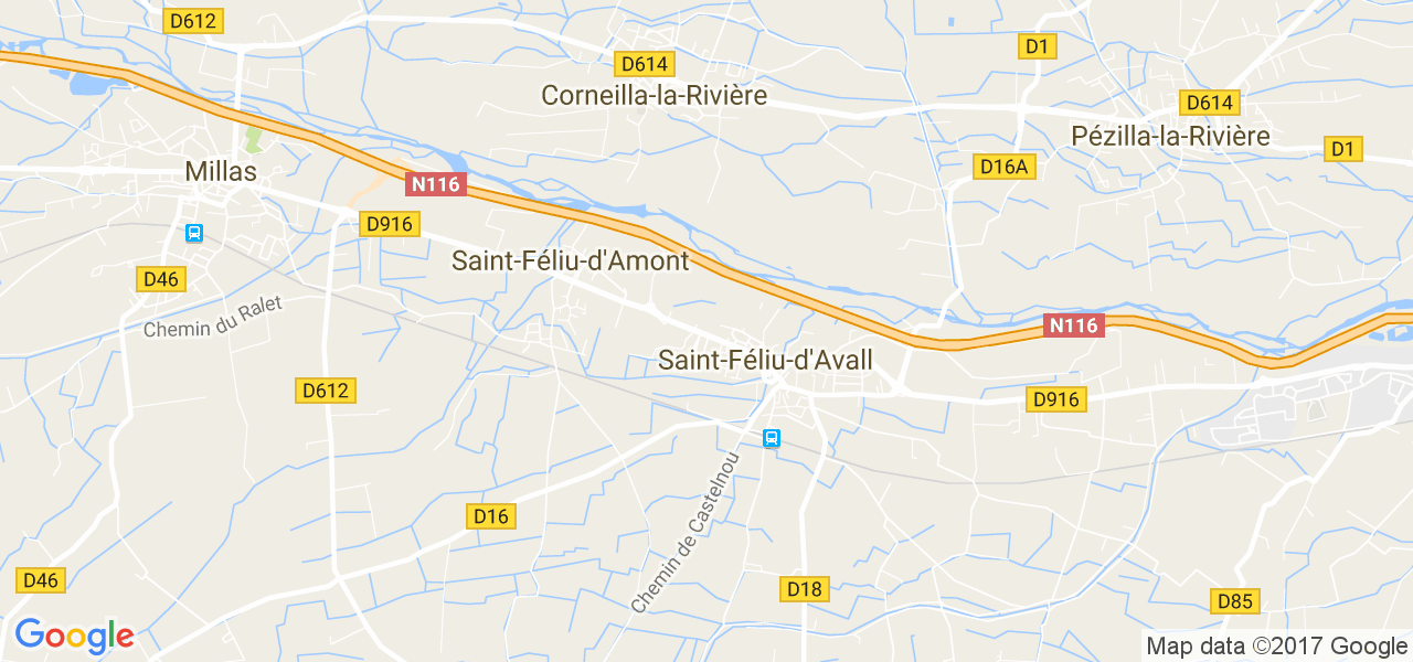 map de la ville de Saint-Féliu-d'Avall