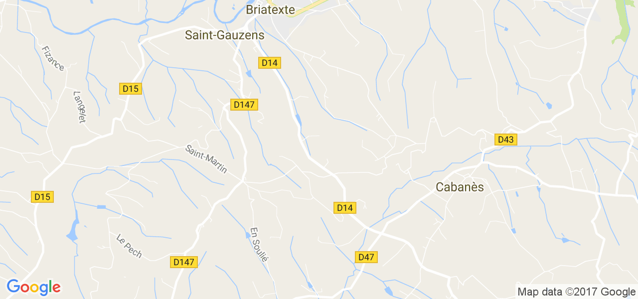 map de la ville de Saint-Gauzens