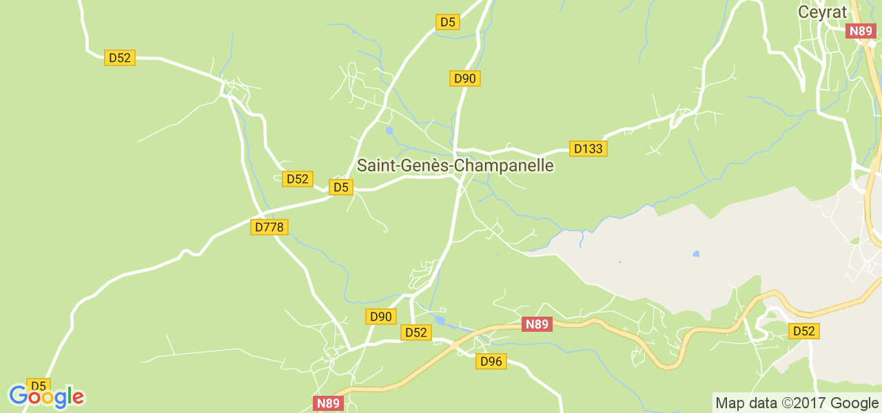 map de la ville de Saint-Genès-Champanelle