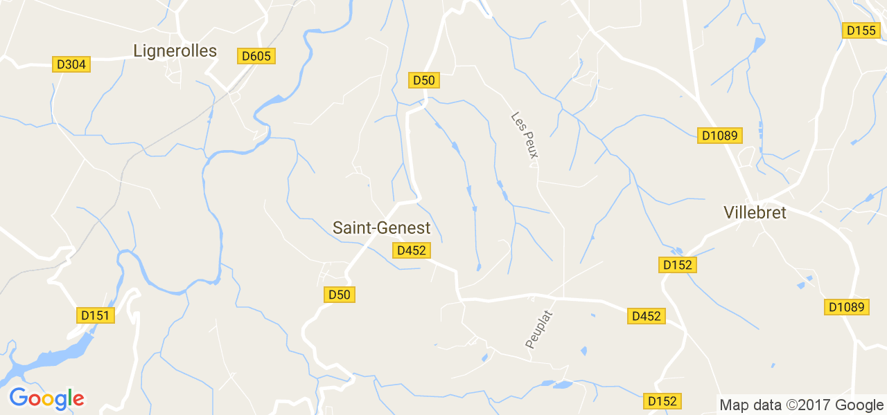 map de la ville de Saint-Genest