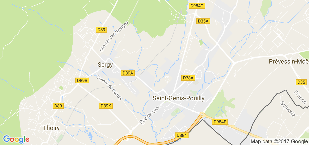 map de la ville de Saint-Genis-Pouilly