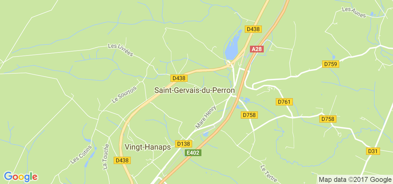 map de la ville de Saint-Gervais-du-Perron