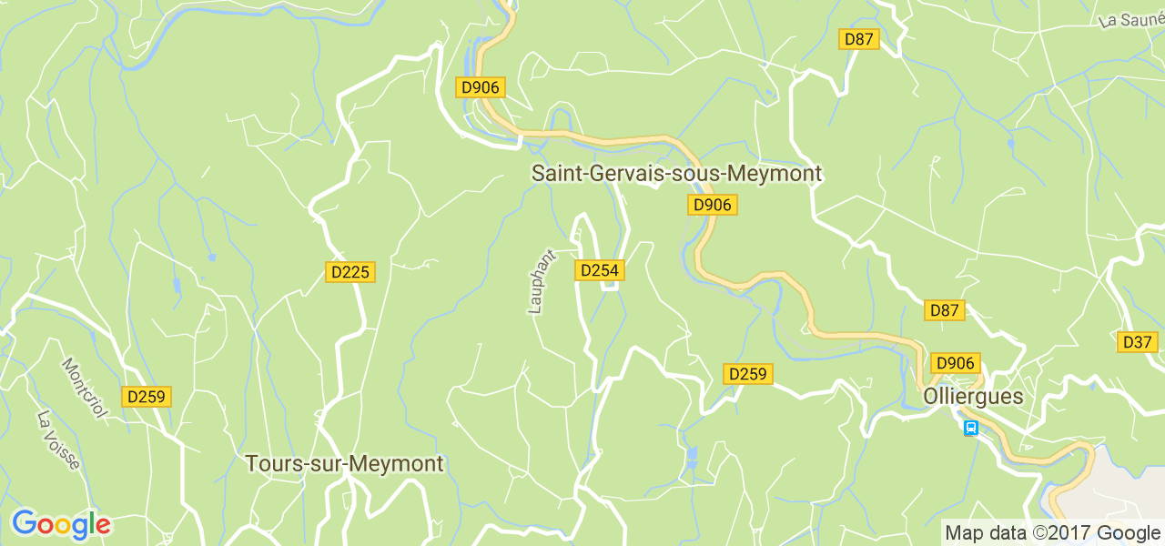 map de la ville de Saint-Gervais-sous-Meymont