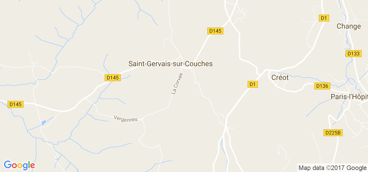 map de la ville de Saint-Gervais-sur-Couches