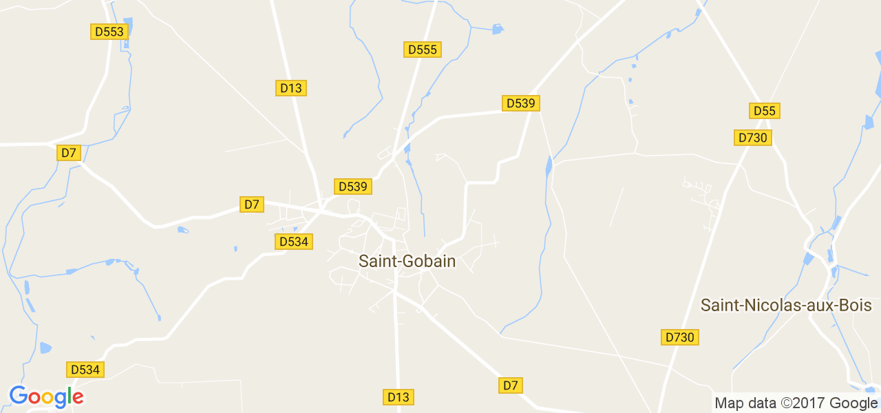 map de la ville de Saint-Gobain