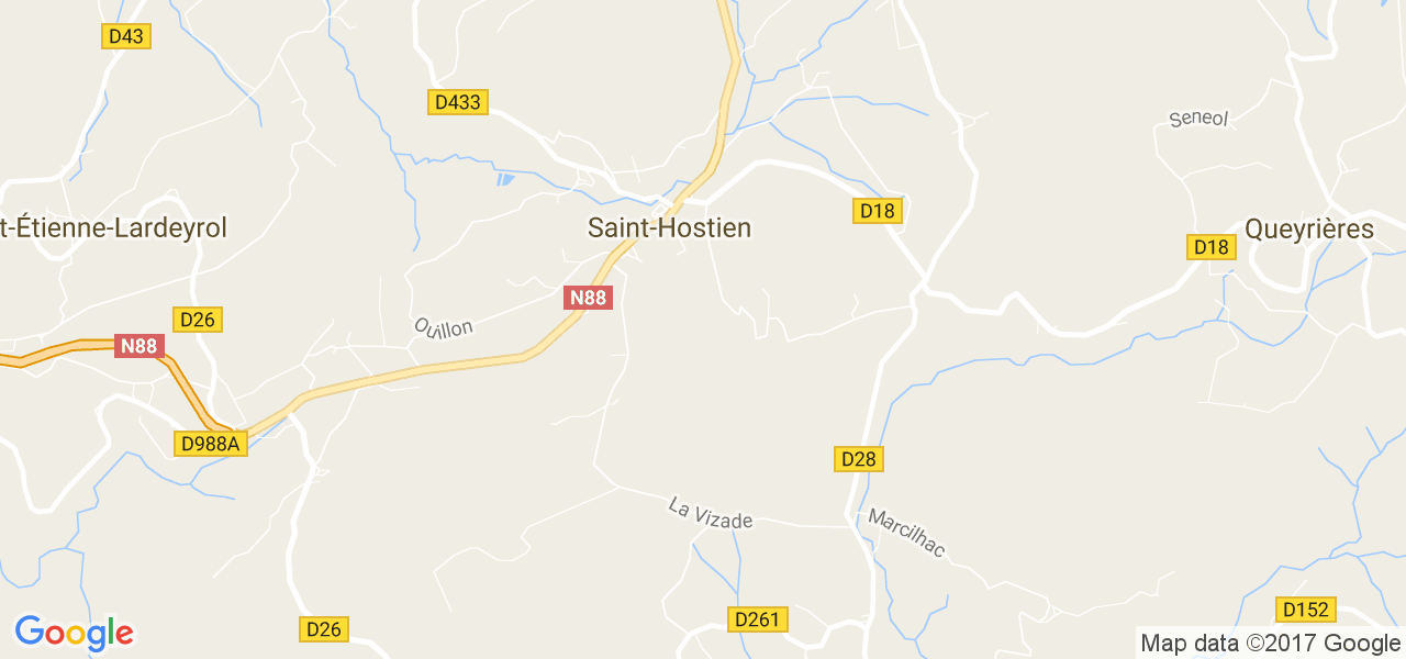 map de la ville de Saint-Hostien