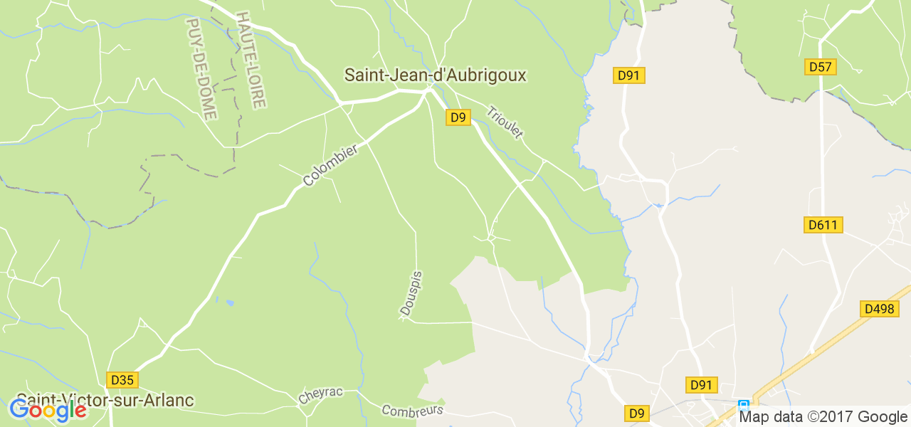 map de la ville de Saint-Jean-d'Aubrigoux