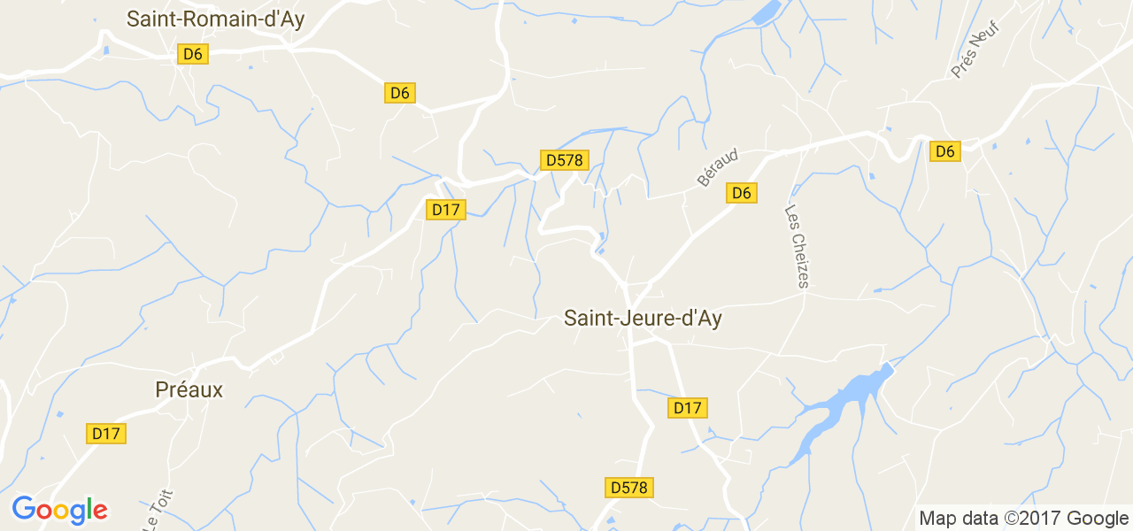 map de la ville de Saint-Jeure-d'Ay