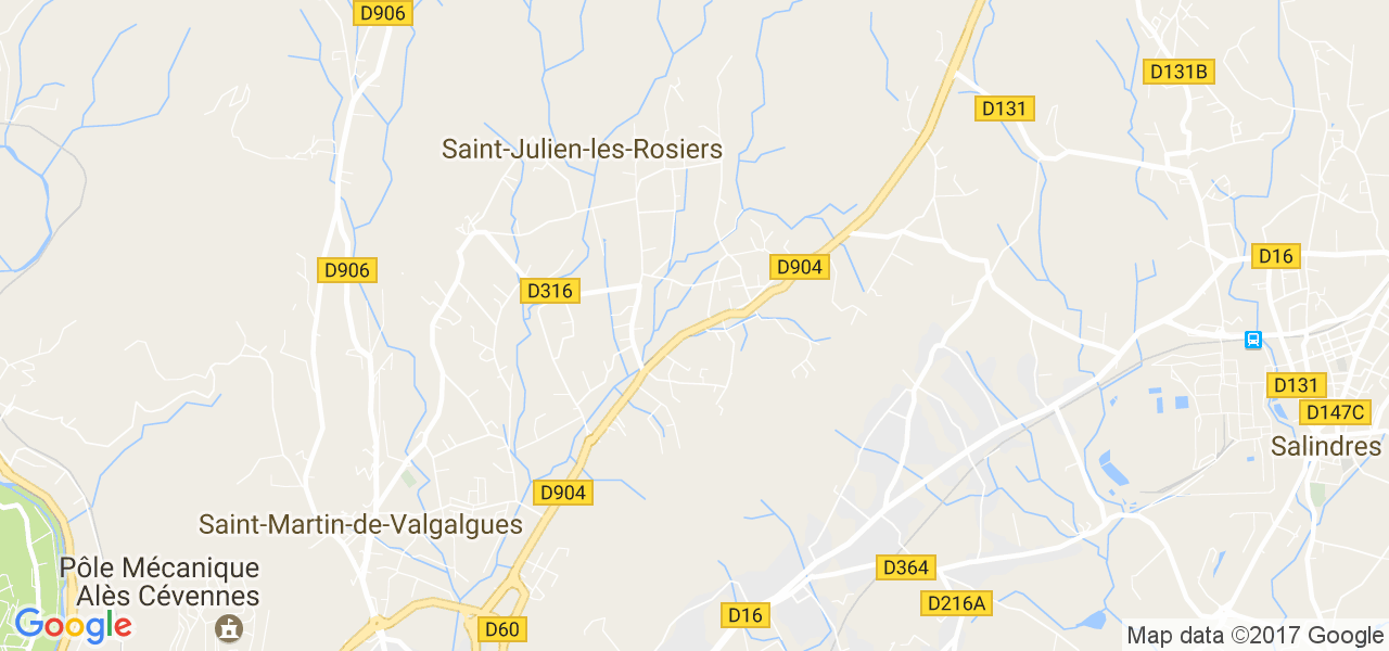 map de la ville de Saint-Julien-les-Rosiers