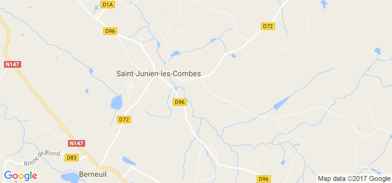 map de la ville de Saint-Junien-les-Combes