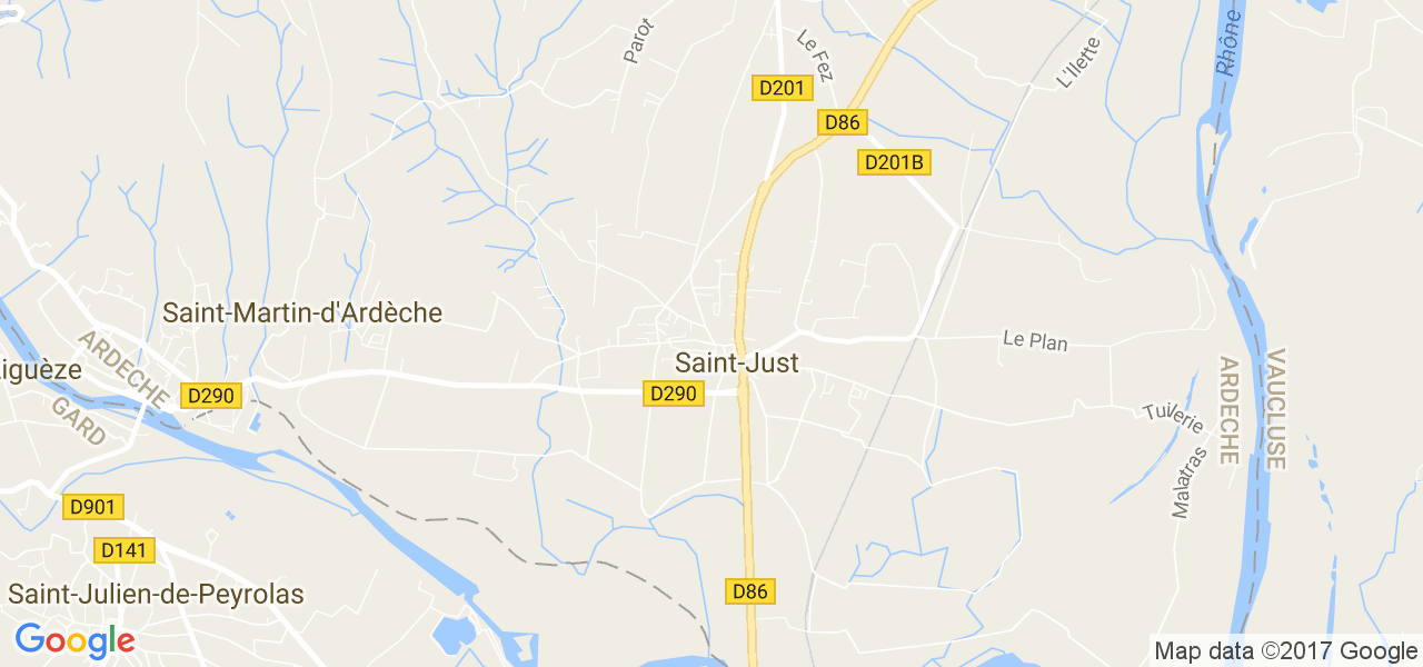 map de la ville de Saint-Just-d'Ardèche