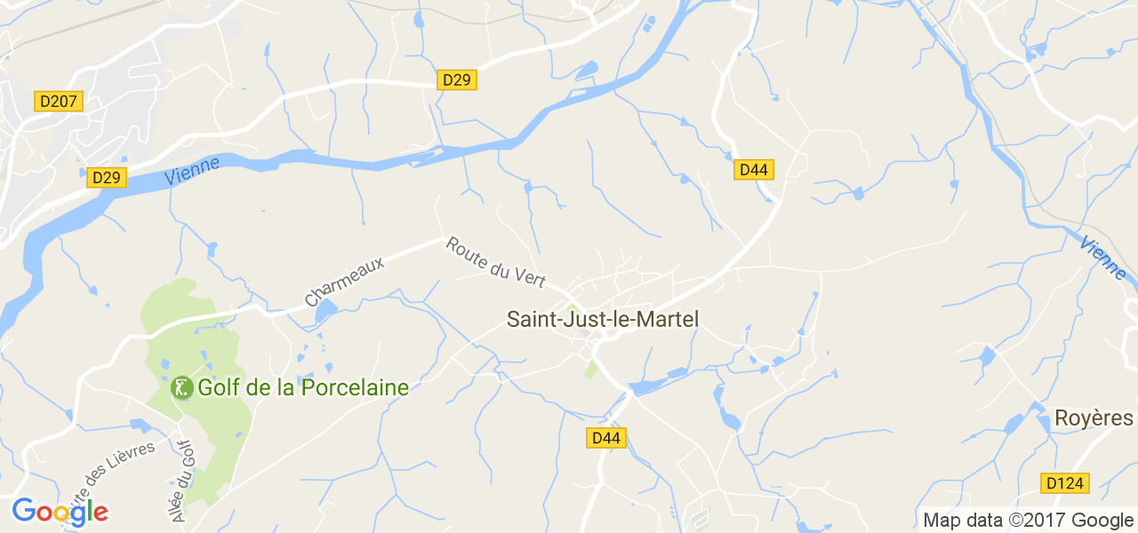 map de la ville de Saint-Just-le-Martel