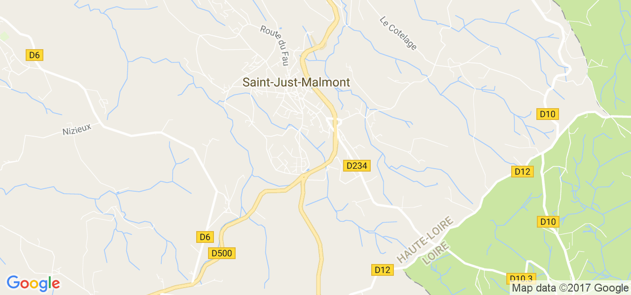 map de la ville de Saint-Just-Malmont