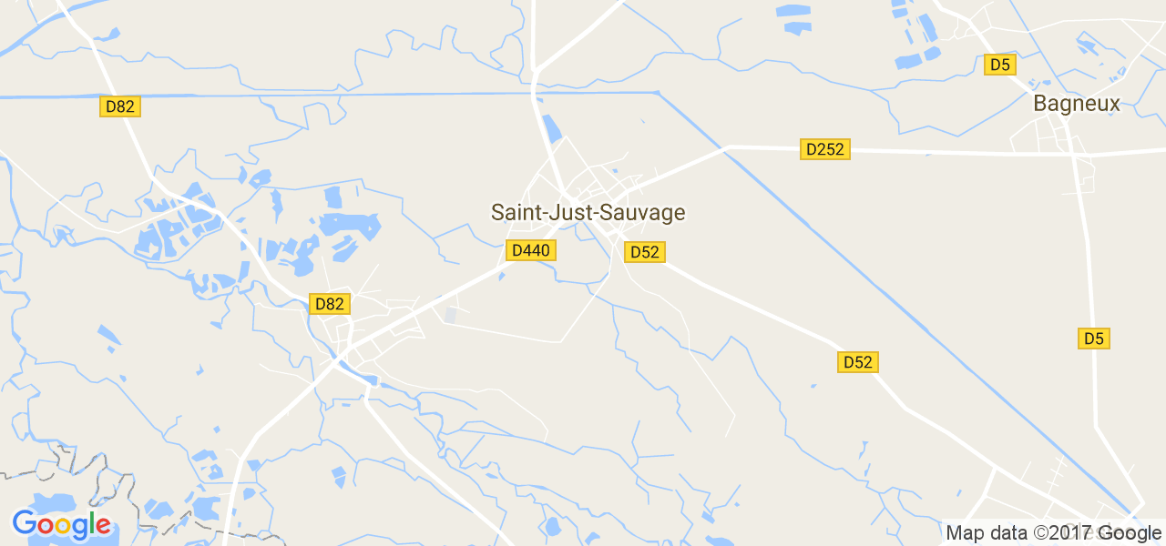 map de la ville de Saint-Just-Sauvage