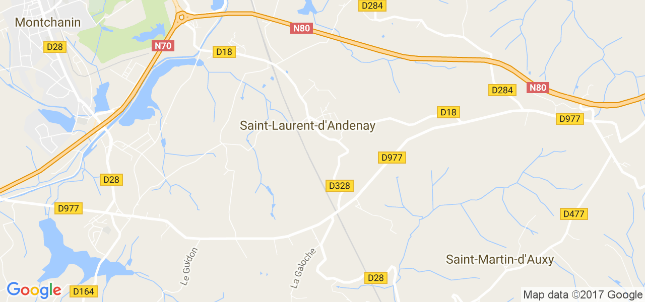 map de la ville de Saint-Laurent-d'Andenay