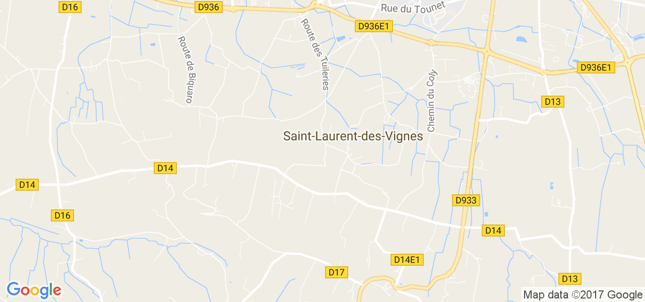 map de la ville de Saint-Laurent-des-Vignes