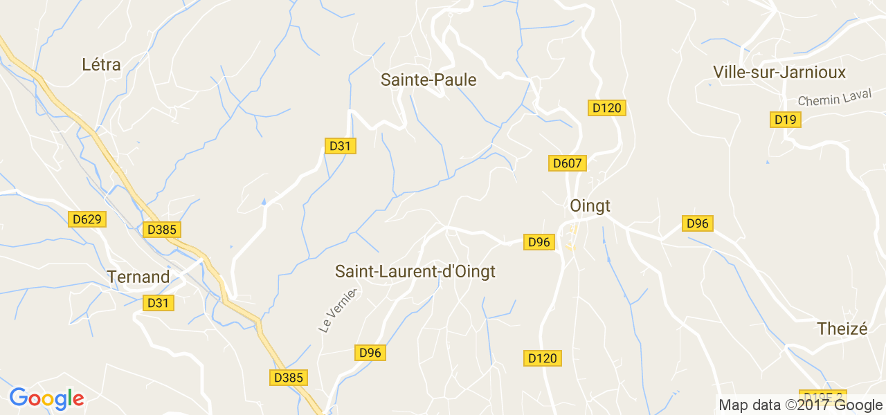 map de la ville de Saint-Laurent-d'Oingt