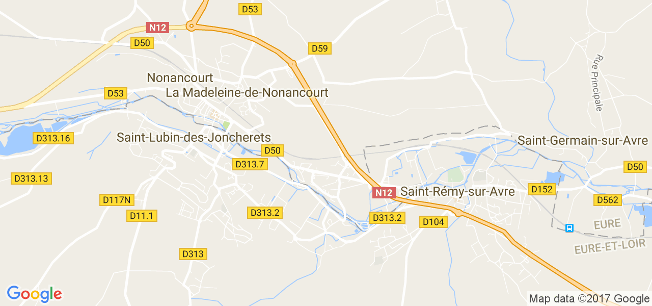 map de la ville de Saint-Lubin-des-Joncherets