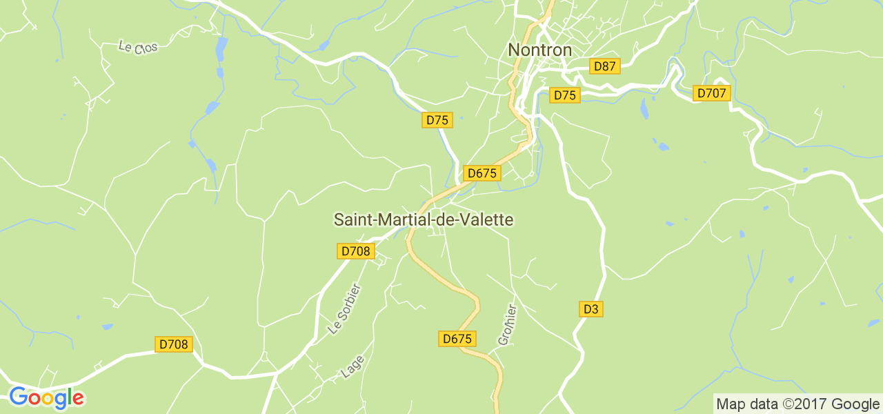 map de la ville de Saint-Martial-de-Valette