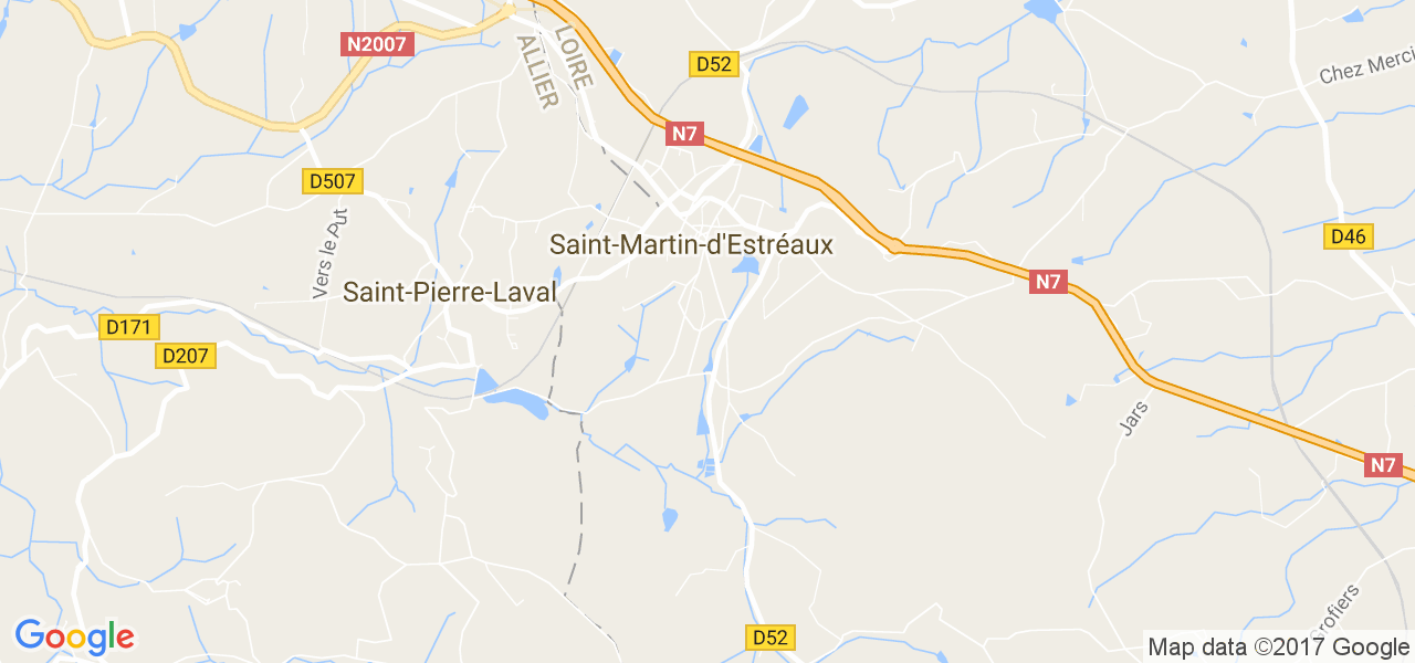 map de la ville de Saint-Martin-d'Estréaux