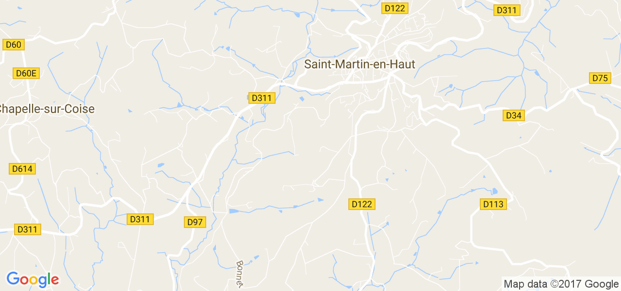 map de la ville de Saint-Martin-en-Haut