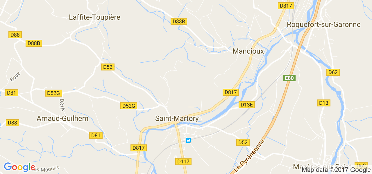 map de la ville de Saint-Martory