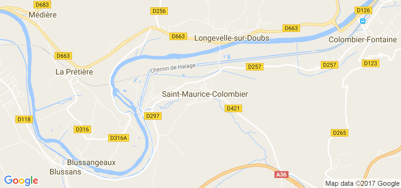 map de la ville de Saint-Maurice-Colombier