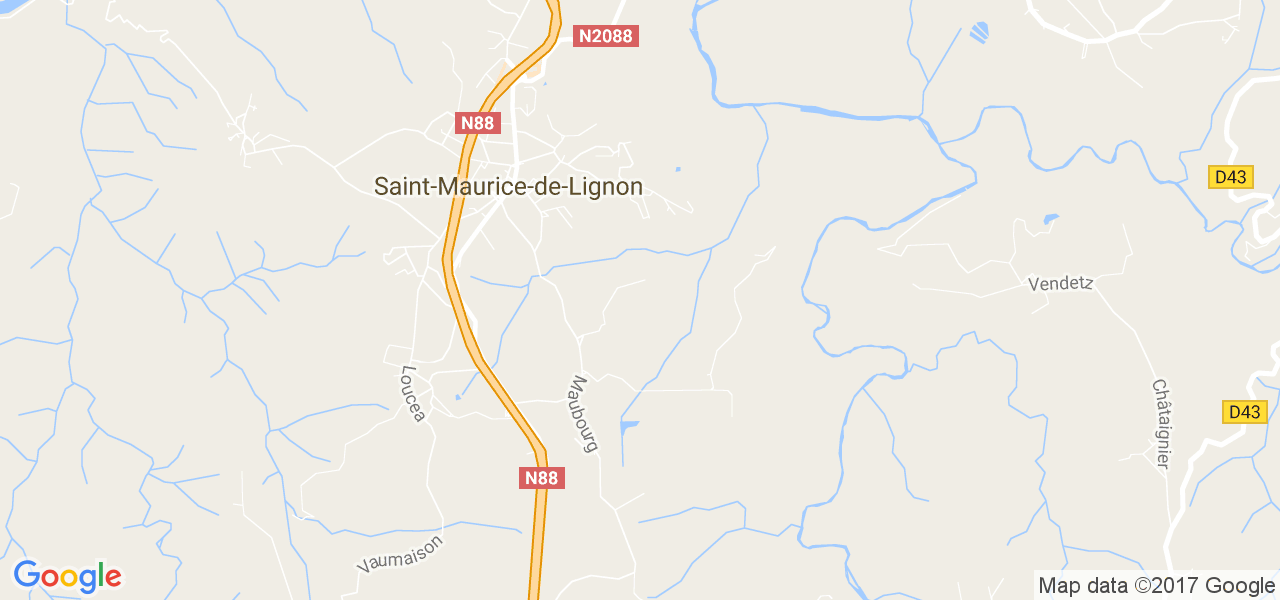 map de la ville de Saint-Maurice-de-Lignon