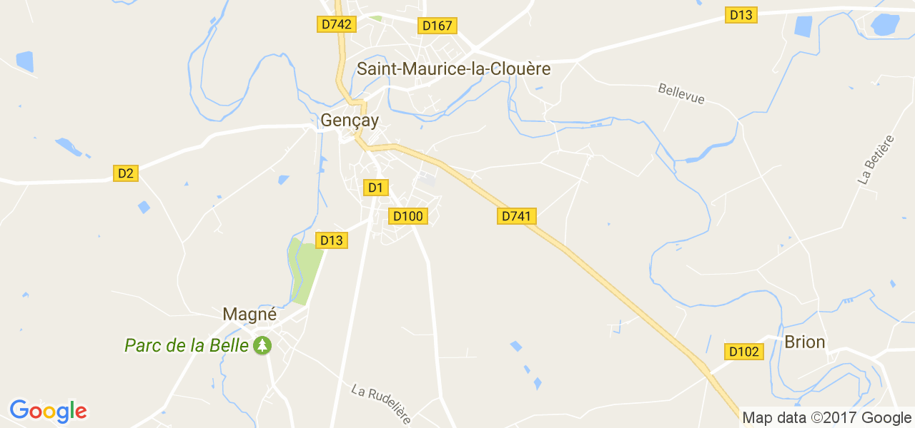 map de la ville de Saint-Maurice-la-Clouère