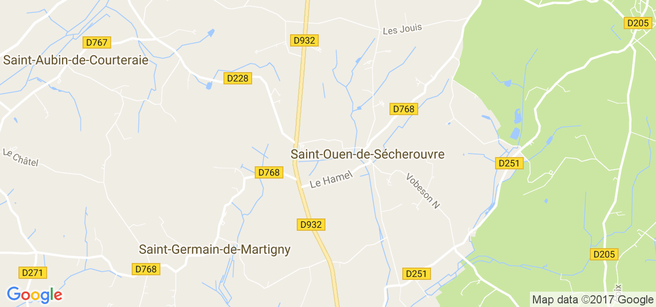 map de la ville de Saint-Ouen-de-Sécherouvre