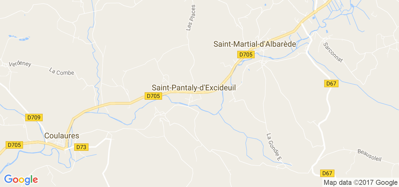 map de la ville de Saint-Pantaly-d'Excideuil