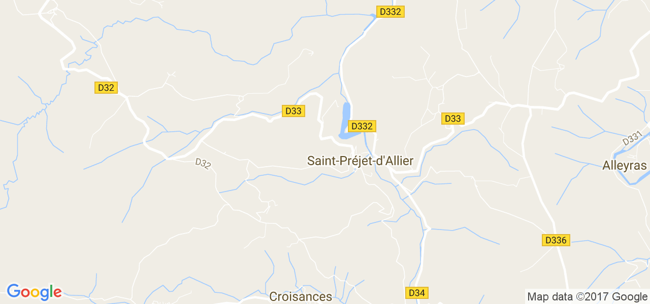 map de la ville de Saint-Préjet-d'Allier